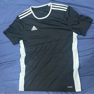 Men’s Black Adidas Aeroready Performance Entrada Jersey, 3 stripes - large
